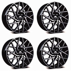 Ford Mustang Mach-E Wheel Kit - Ford Racing - Machined-Face Aluminum with High-Gloss Ebony Black-Painted Pockets - Machined Black Face - `21-`22